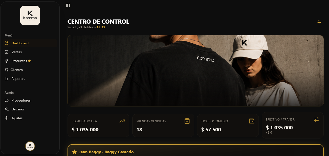 Centro de control — tienda de ropa